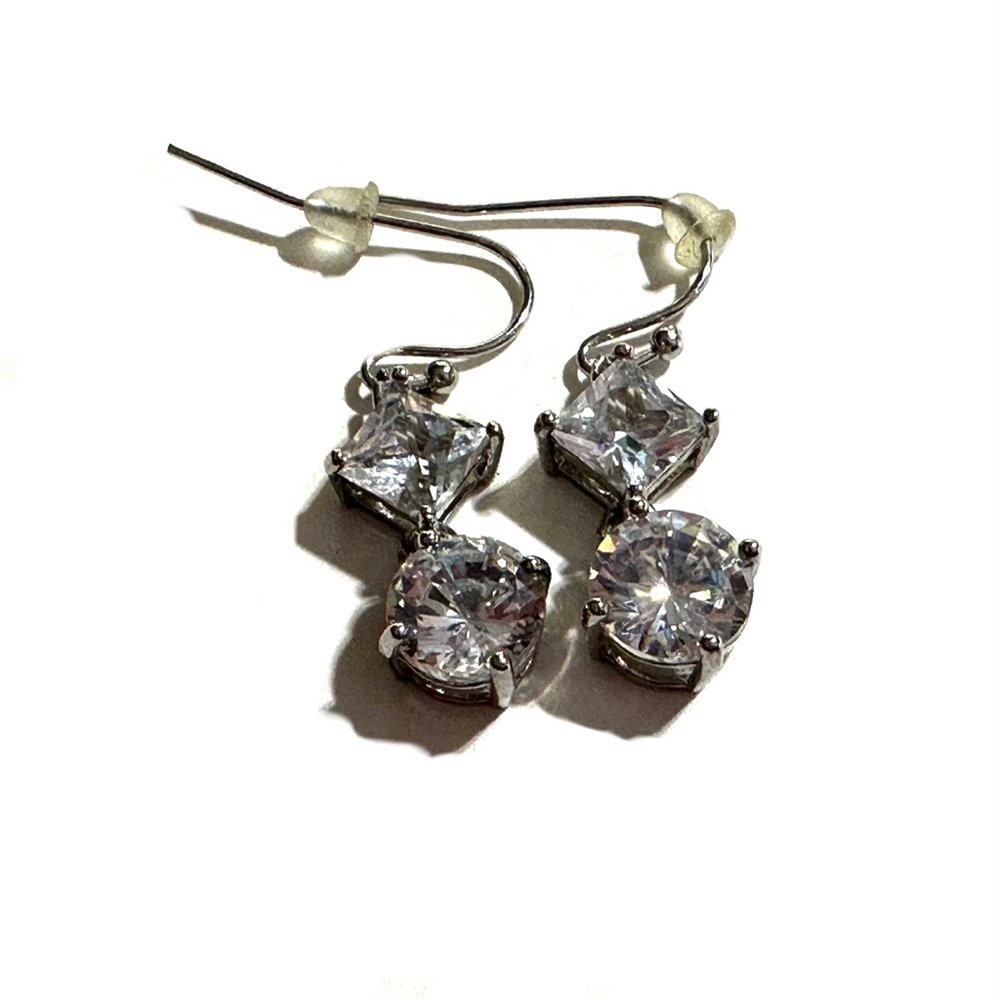 Silver-Tone Clear Crystal Drop Earrings - Women Jewelry Earrings